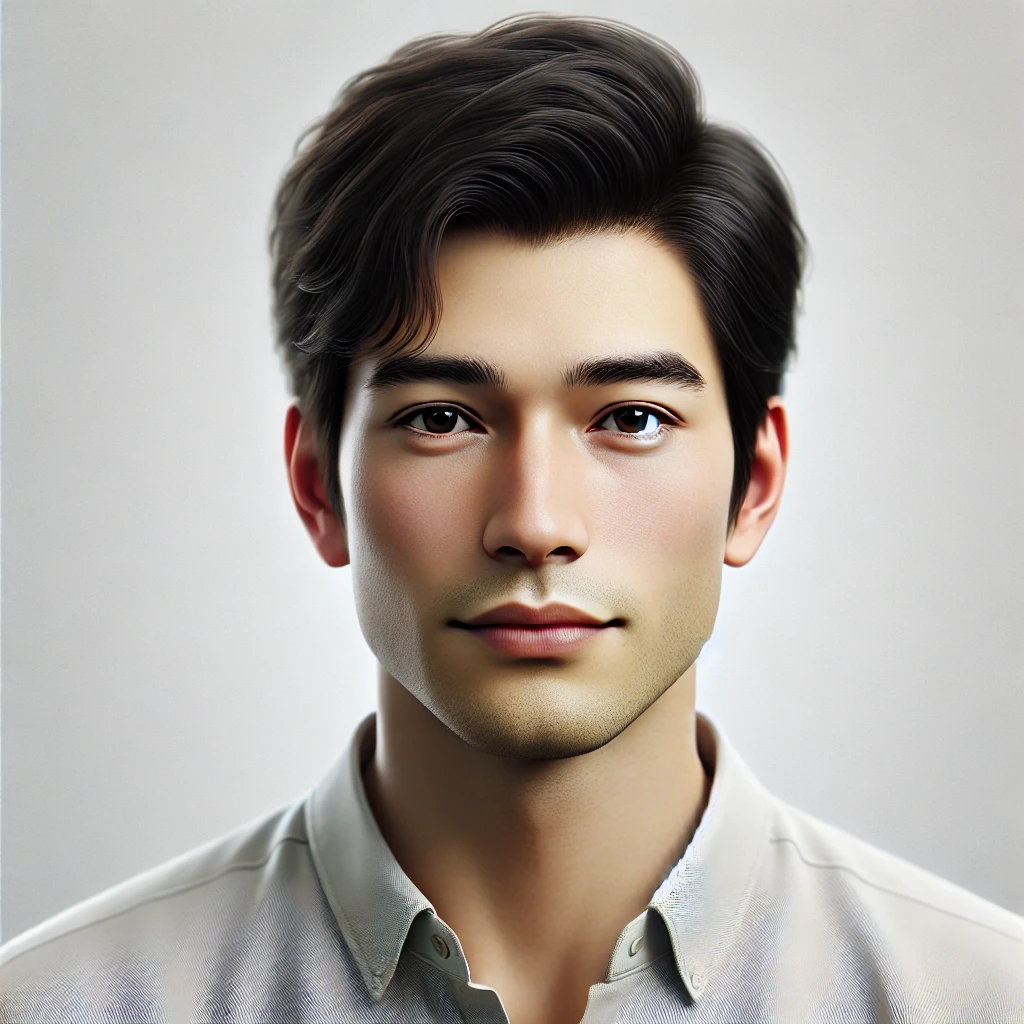 DALL·E 2024-12-12 10.20.53 – A realistic headshot of a generic individual with a neutral expression, short black hair, medium complexion, wearing a plain shirt, set against a ligh